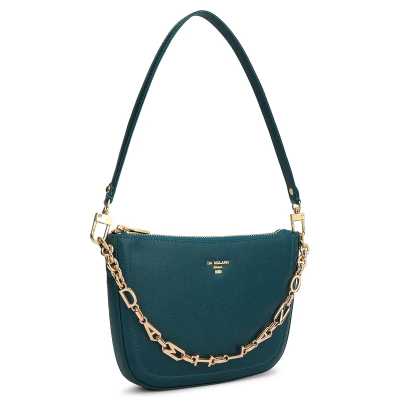 Da Milano Small Franzy Leather Baguette - Teal